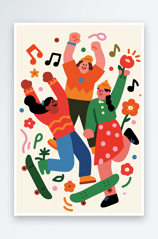 欢乐聚会插画卡通插画-众图网