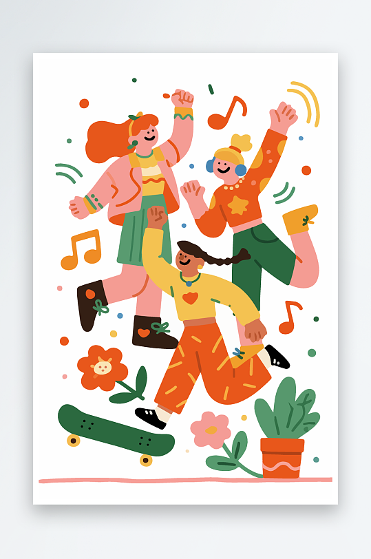 欢乐聚会插画卡通插画-众图网