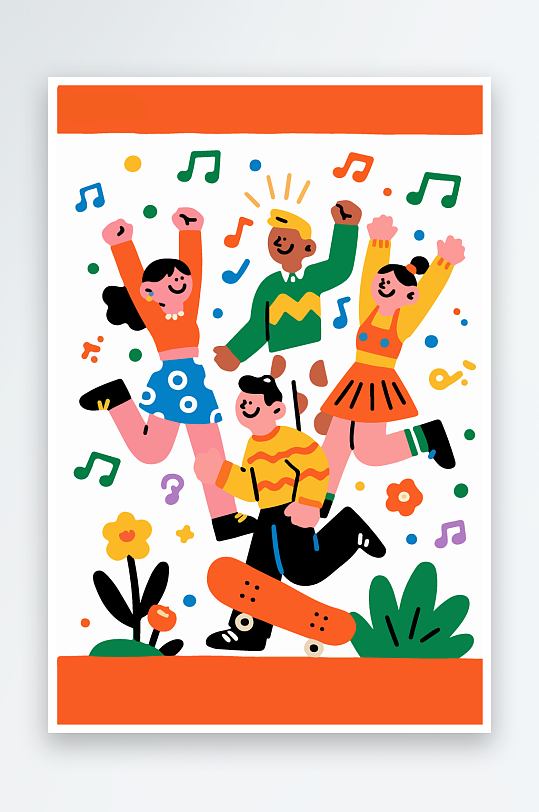 欢乐聚会插画卡通插画-众图网