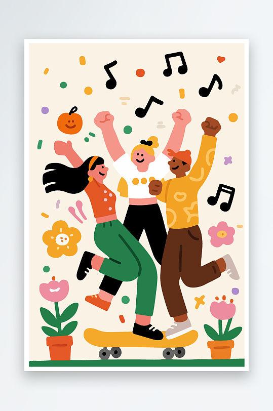 欢乐聚会插画卡通插画-众图网