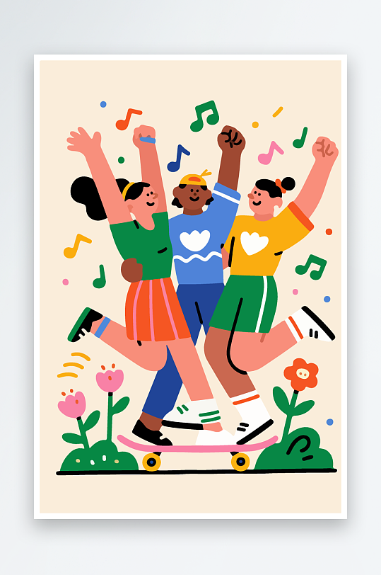 欢乐聚会插画卡通插画-众图网