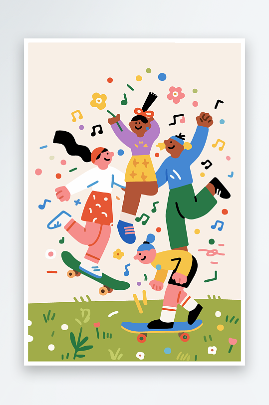 欢乐聚会插画卡通插画-众图网