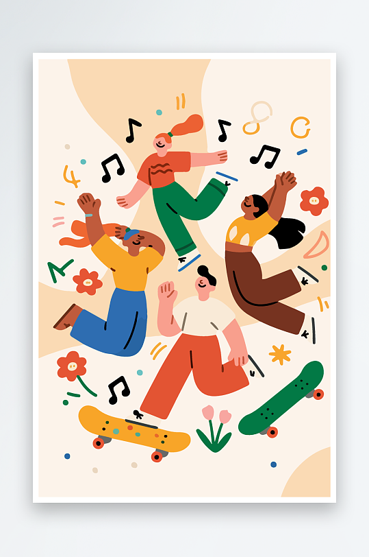 欢乐聚会插画卡通插画-众图网