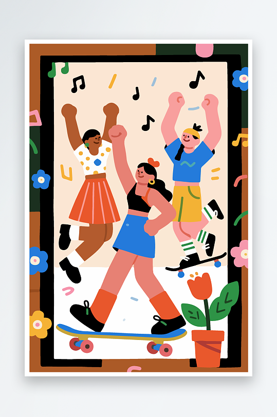 欢乐聚会插画卡通插画-众图网