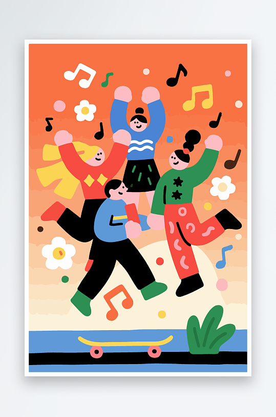 欢乐聚会插画卡通插画-众图网