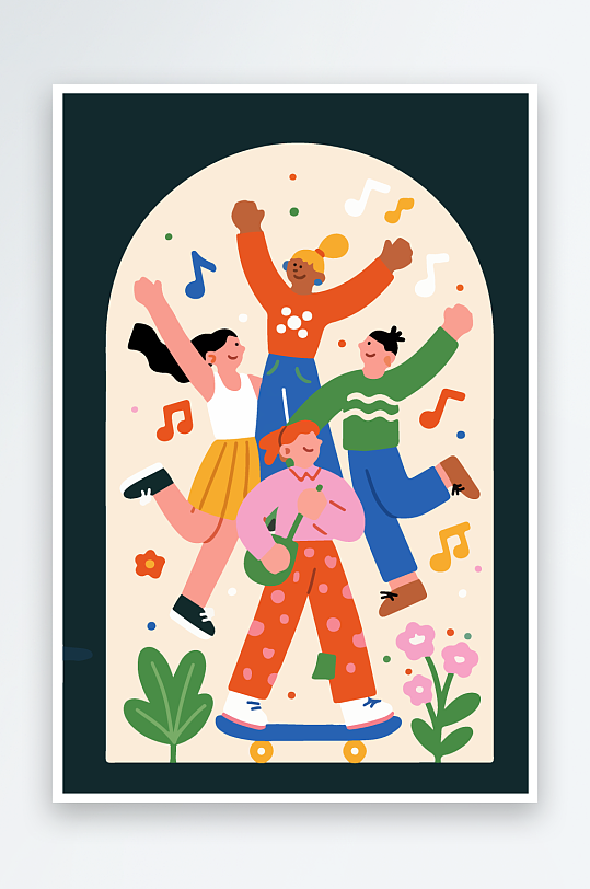 欢乐聚会插画卡通插画-众图网