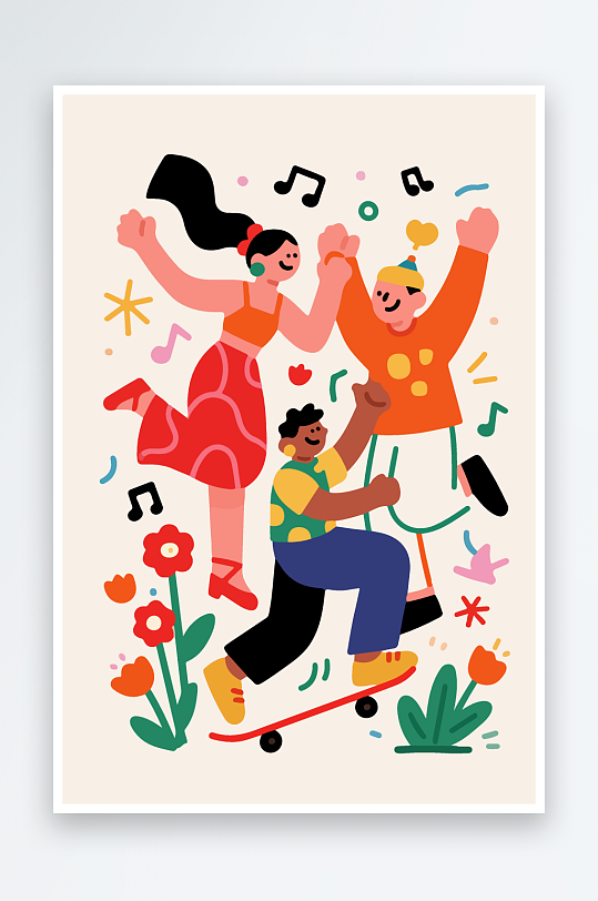 欢乐聚会插画卡通插画-众图网