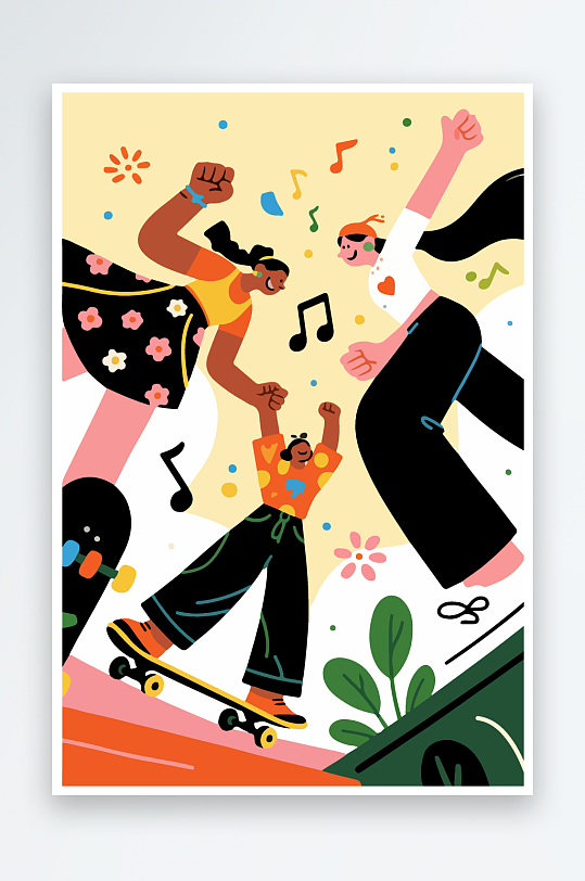 欢乐聚会插画卡通插画-众图网