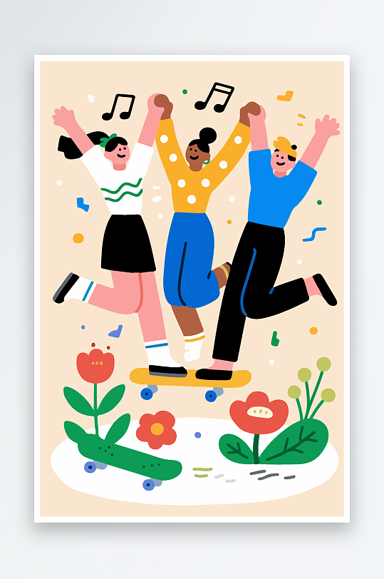 欢乐聚会插画卡通插画-众图网