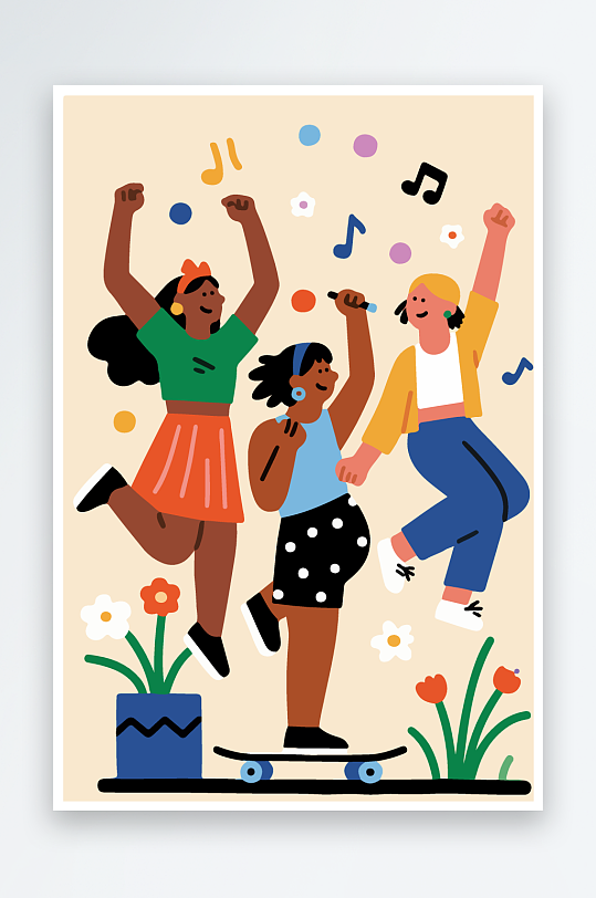 欢乐聚会插画卡通插画-众图网