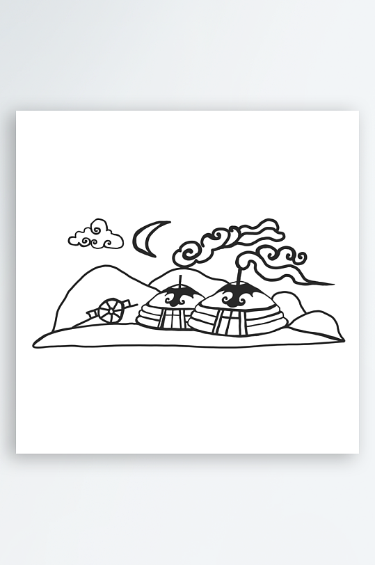 蒙古包蒙古元素插画-众图网