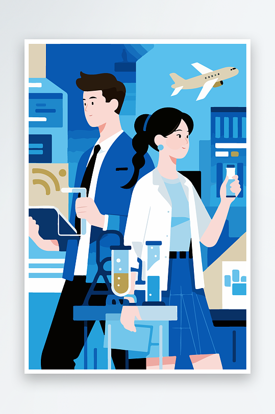 科技主题场景插画-众图网