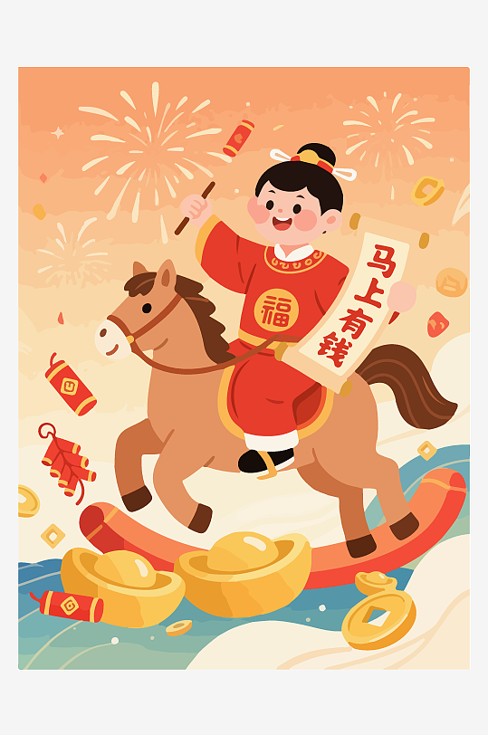 马年新春贺岁插画-众图网