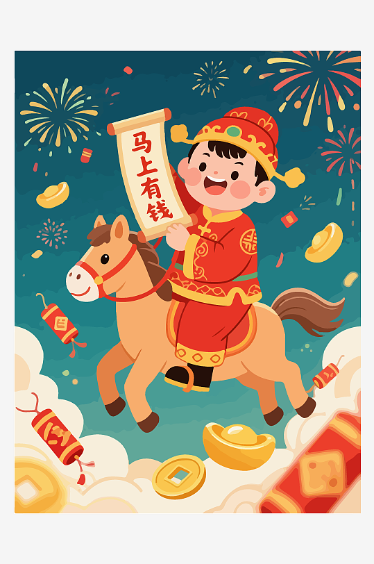 马年新春贺岁插画-众图网