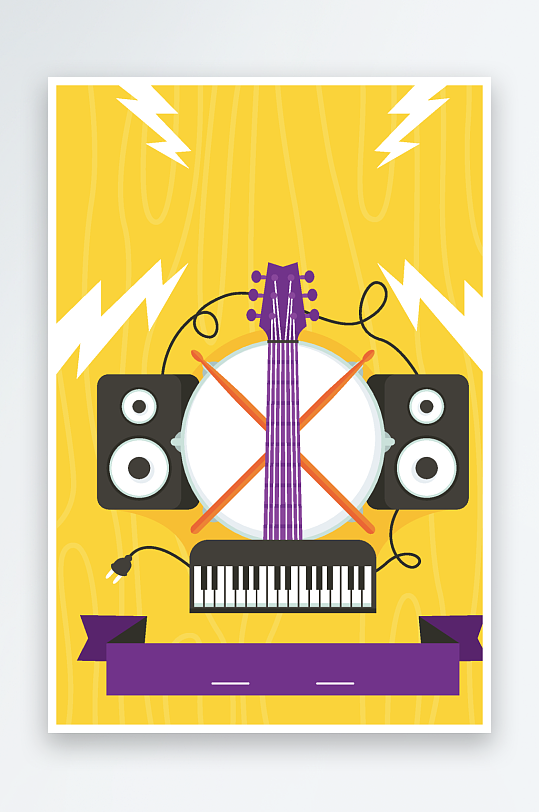 爵士乐卡通海报背景-众图网