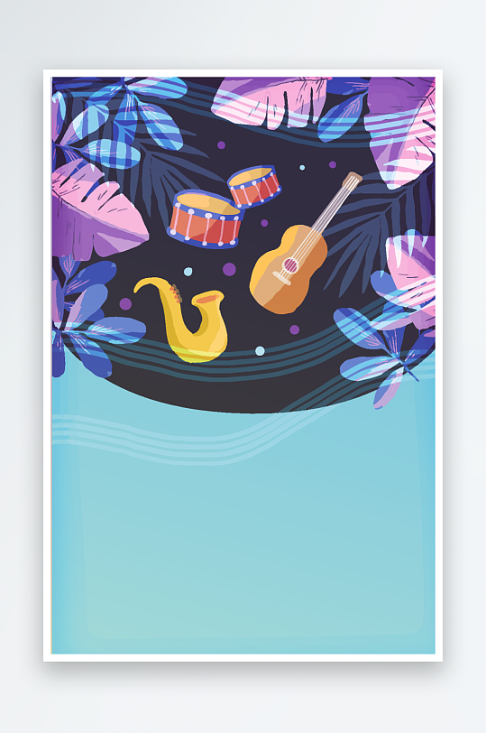 爵士乐卡通海报背景-众图网