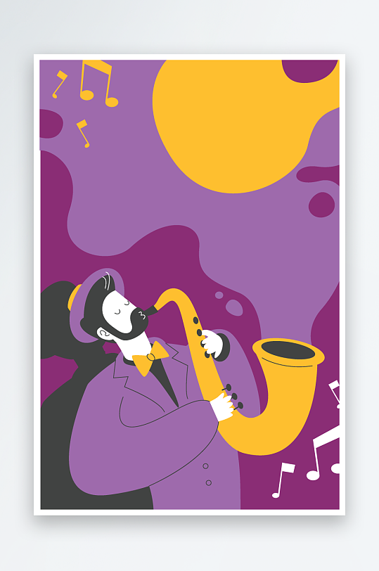 爵士乐卡通海报背景-众图网