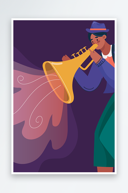 爵士乐演奏卡通插画-众图网