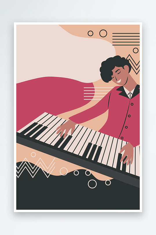 爵士乐演奏卡通插画-众图网