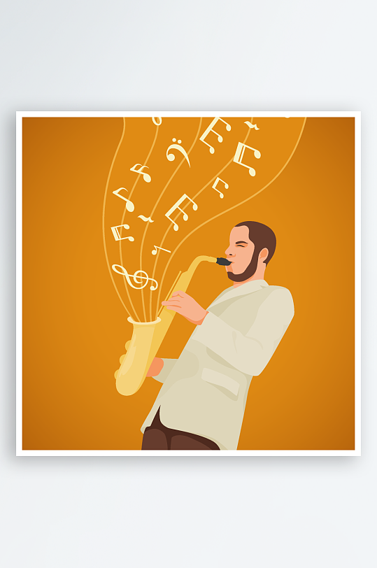 爵士乐演奏卡通插画-众图网