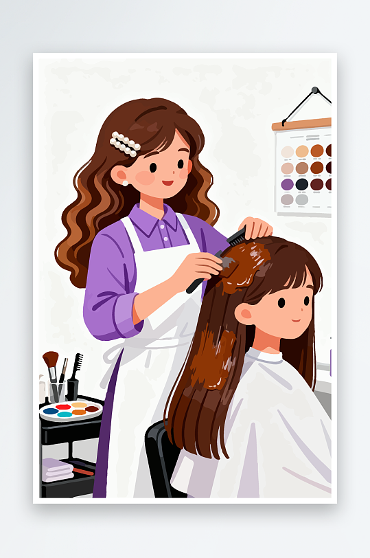 卡通理发场景插画-众图网