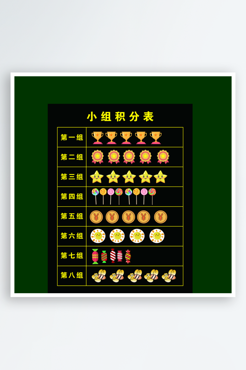 小组积分表展板板书素材