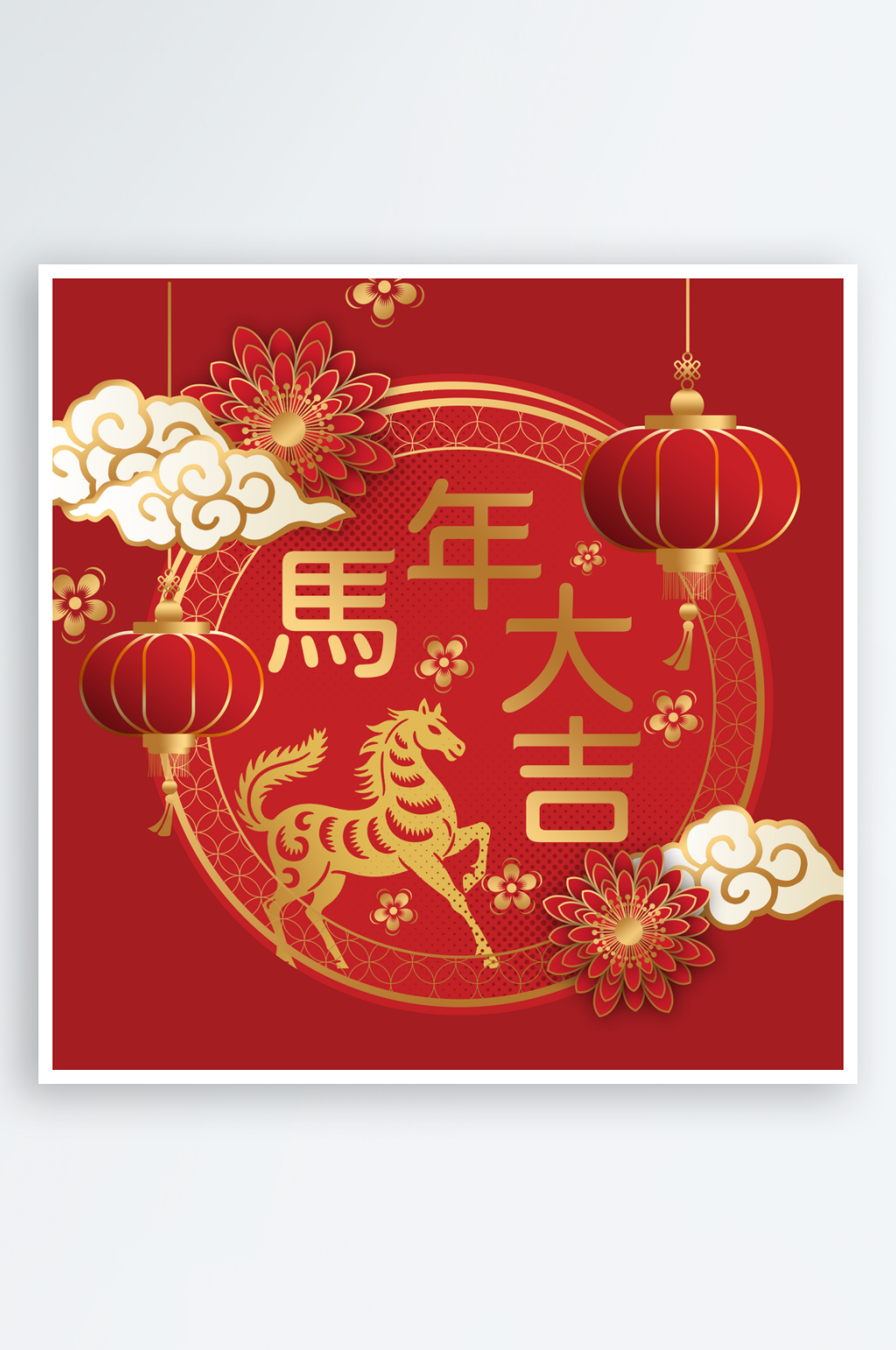马年春节窗花门贴素材