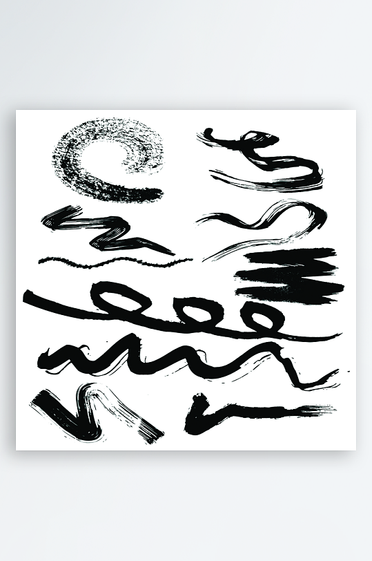 墨边圆形笔刷长条笔刷-众图网