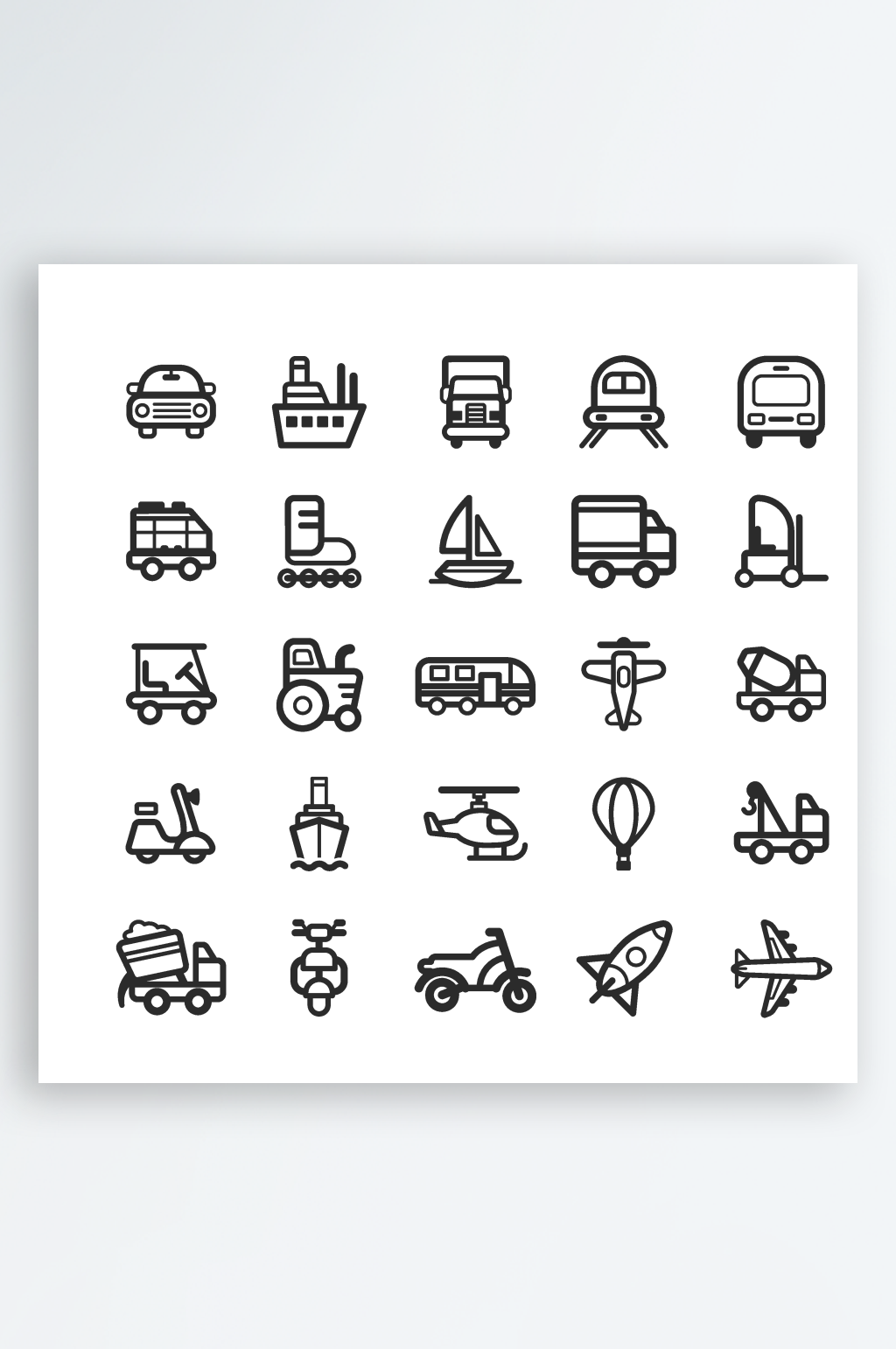 交通工具线性图标元素素材