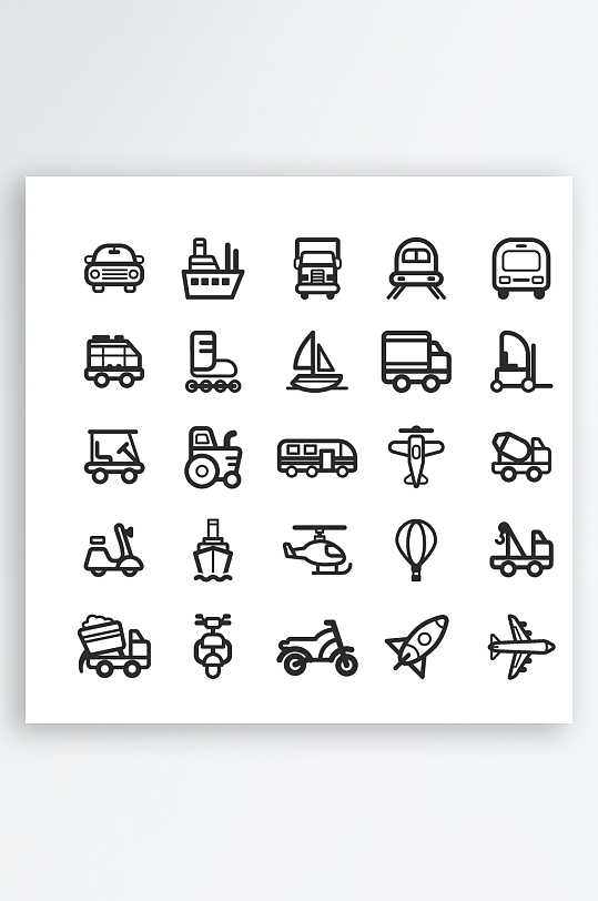 交通工具线性图标元素-众图网
