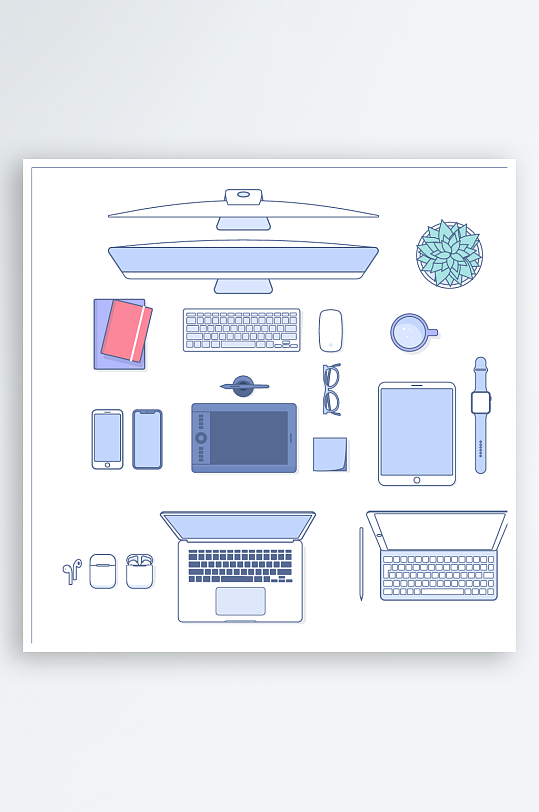 矢量设备插画模版元素-众图网