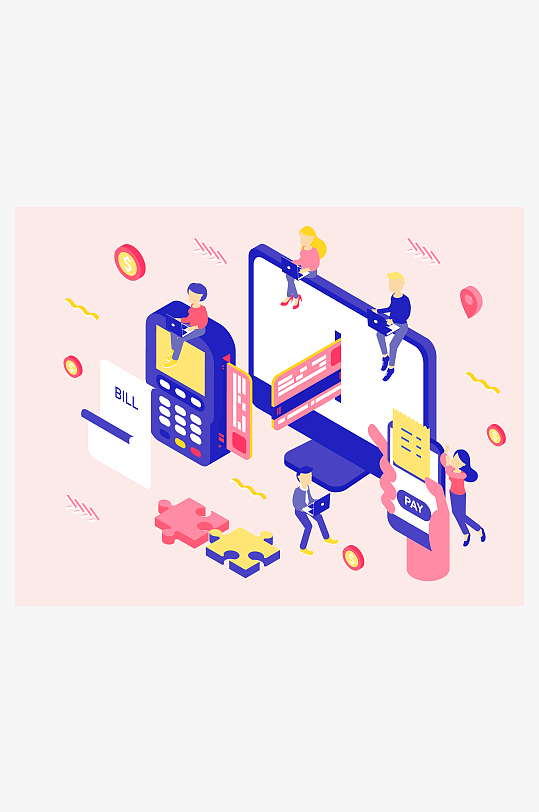 矢量电商办公插画素材-众图网