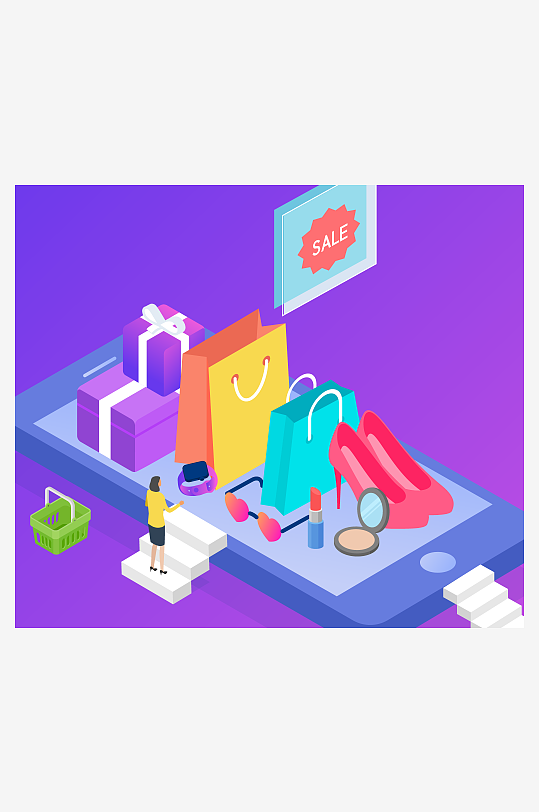 矢量电商办公插画素材-众图网