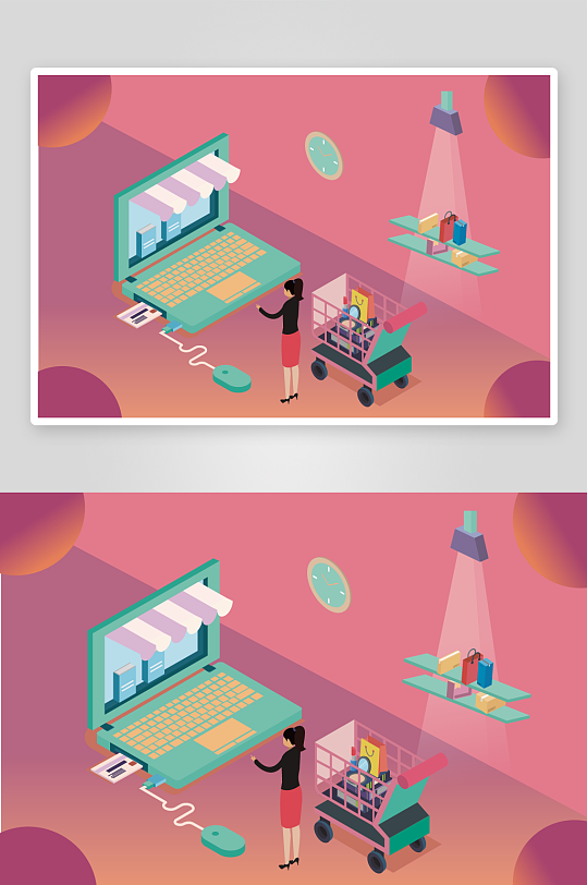 矢量电商办公插画素材-众图网