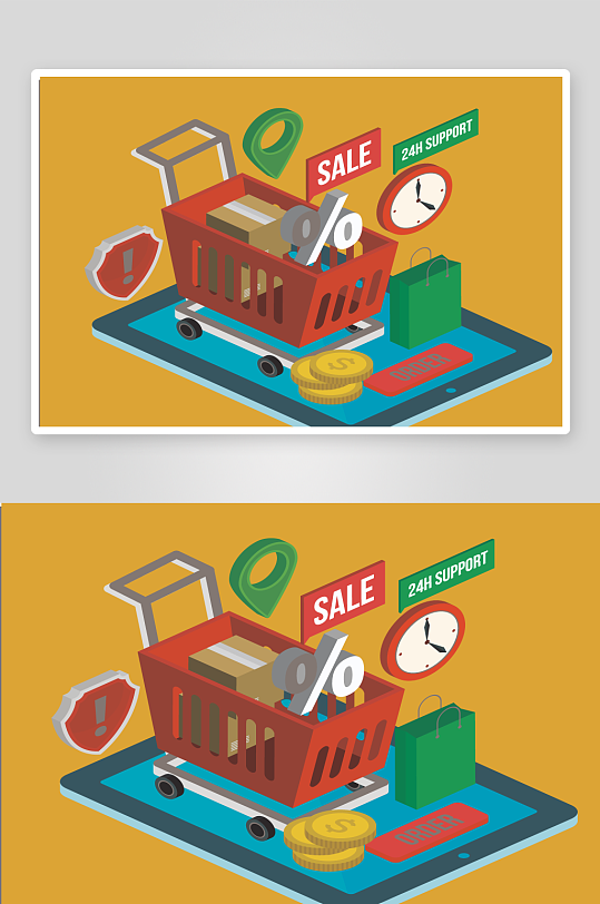 矢量电商办公插画模版-众图网