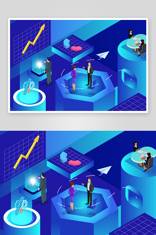 矢量电商办公插画模版-众图网