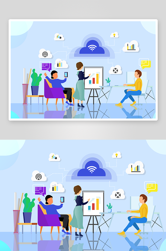 矢量电商办公插画模版-众图网