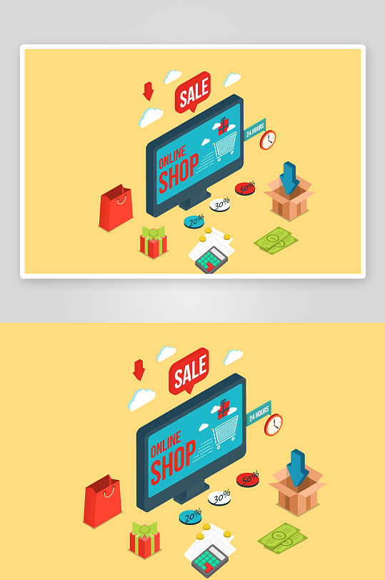 矢量电商办公插画模版-众图网