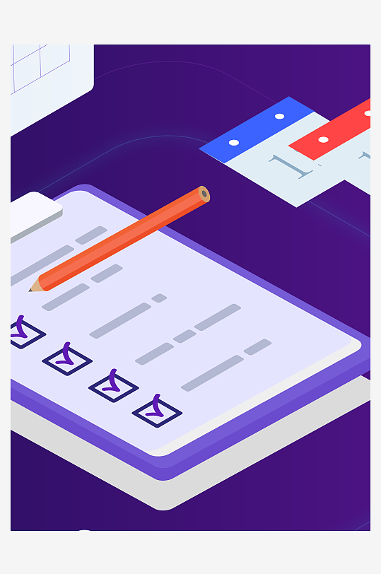 矢量电商办公插画模版-众图网