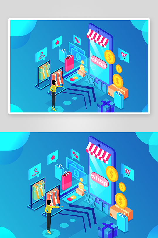 矢量电商办公插画模版-众图网