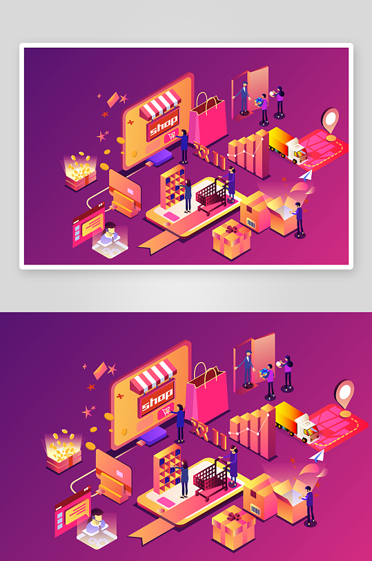 矢量电商办公插画模版-众图网