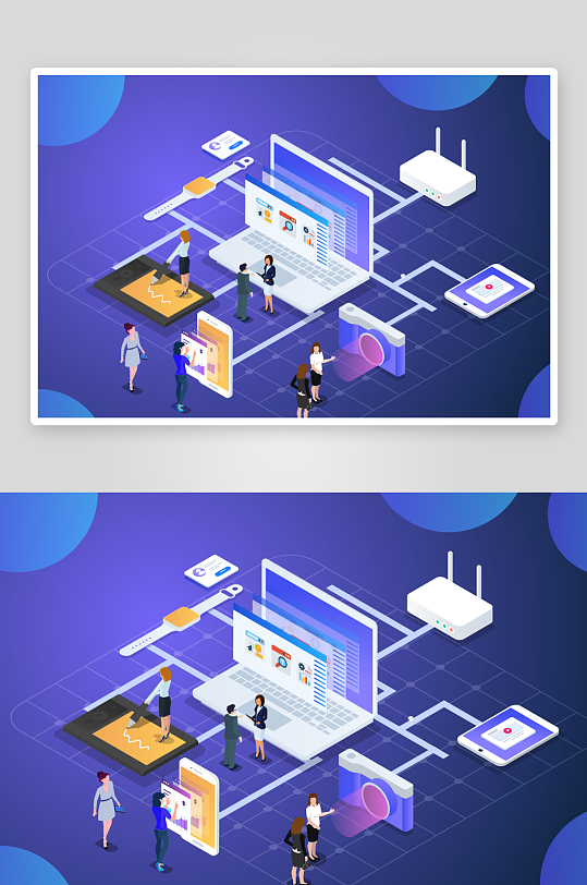 矢量电商办公插画模版素材-众图网