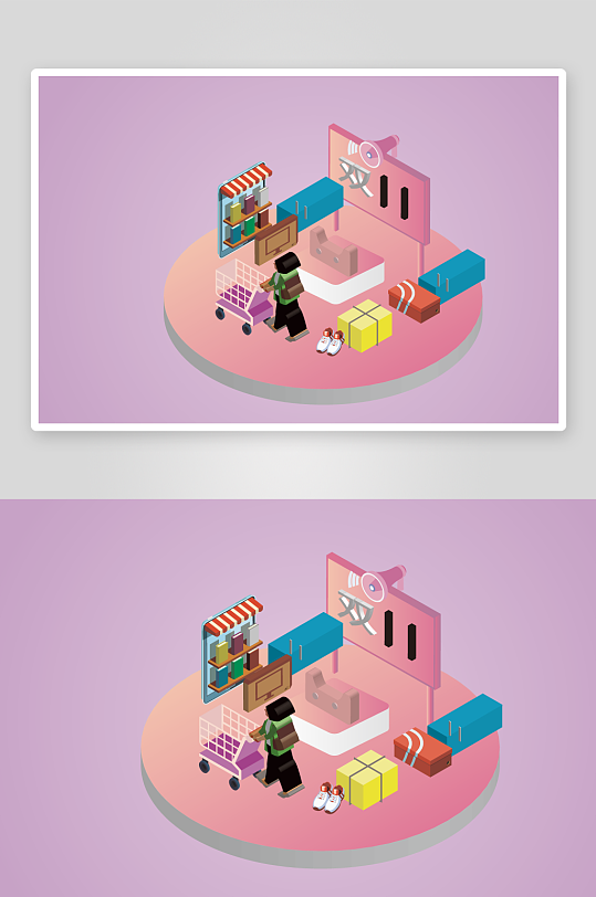 矢量电商办公插画模版素材-众图网