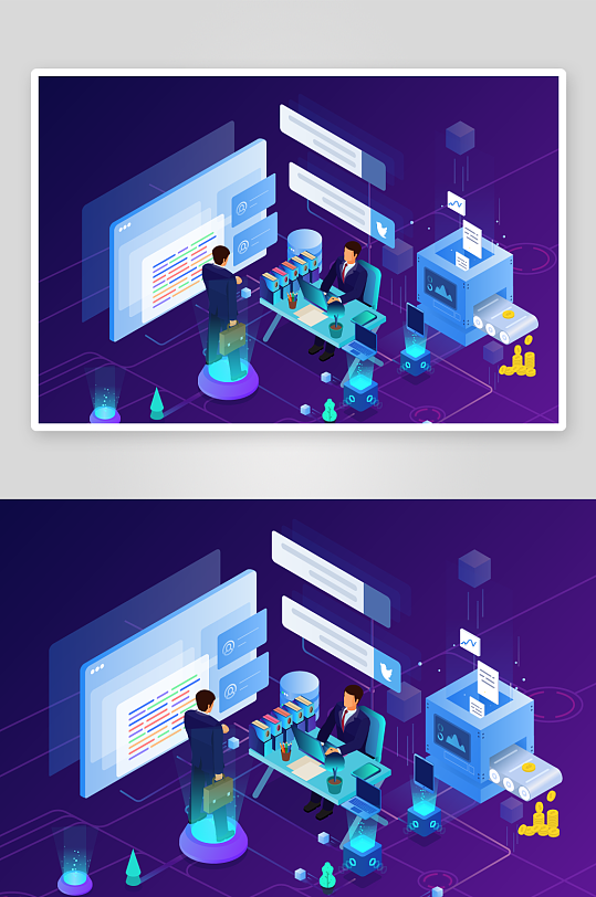 矢量电商办公插画模版素材-众图网