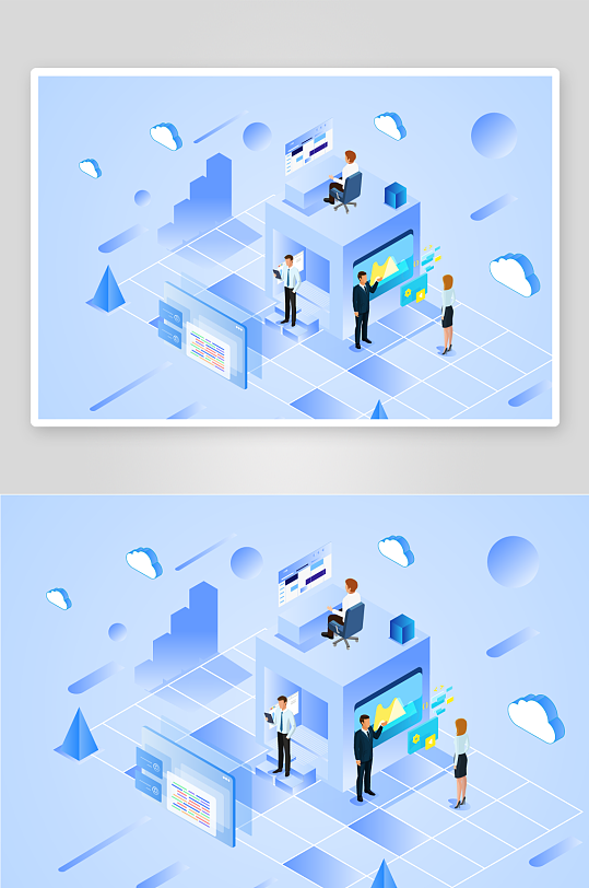 矢量电商办公插画模版素材-众图网