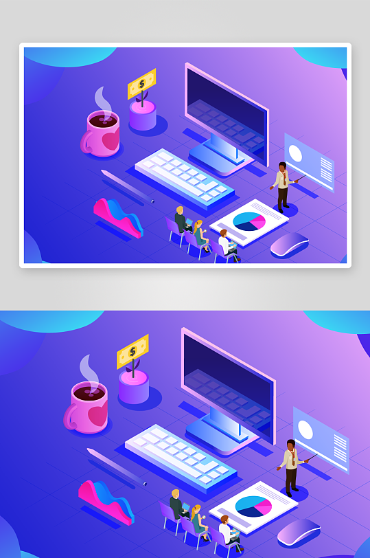 矢量电商办公插画模版素材-众图网