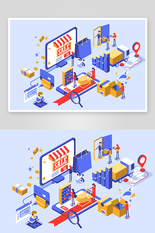 矢量电商办公插画模版素材-众图网