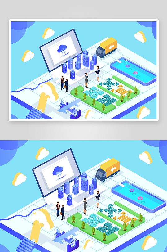 矢量电商办公插画模版素材-众图网