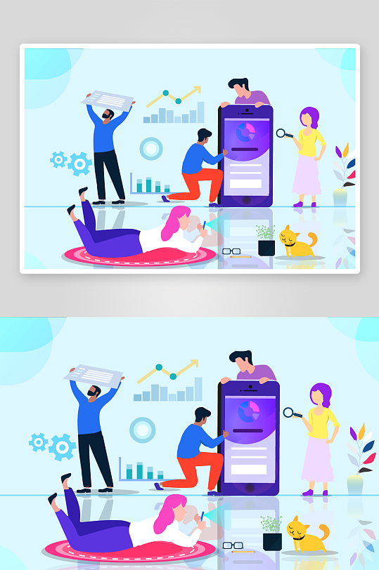 矢量电商办公插画模版-众图网