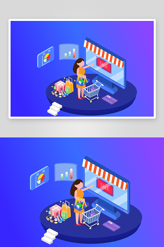 矢量电商办公插画模版-众图网